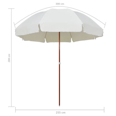 Aurinkovarjo terästolpalla 300 cm hiekka
