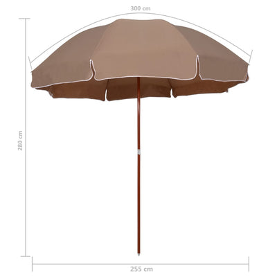 Aurinkovarjo terästolpalla 300 cm taupe