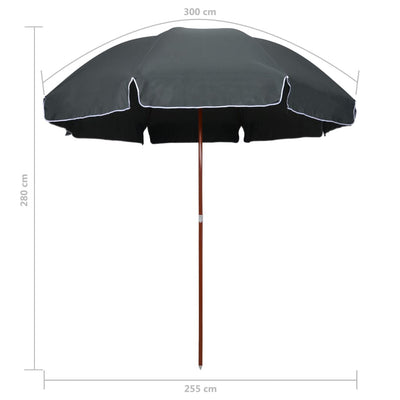 Aurinkovarjo terästolpalla 300 cm antrasiitti