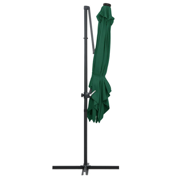 Vihreä aurinkovarjo cantilever ledit ja terästolppa Carleto 250x250cm