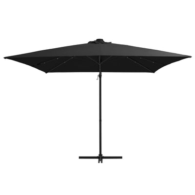 Aurinkovarjo cantilever LEDit ja terästolppa 250x250 cm musta