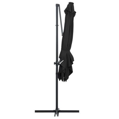 Aurinkovarjo cantilever LEDit ja terästolppa 250x250 cm musta