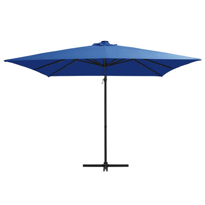 Aurinkovarjo cantilever LED/terästolppa 250x250 cm sininen