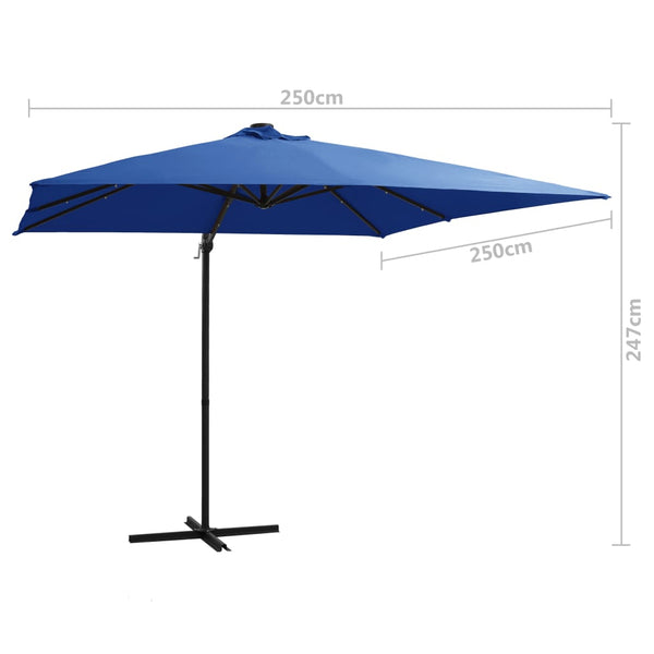Sininen aurinkovarjo cantilever led/terästolppa Carleto 250x250cm