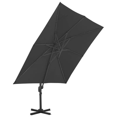 Aurinkovarjo cantilever alumiinitolpalla 3x3 m musta