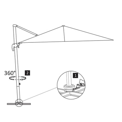 Aurinkovarjo cantilever alumiinitolpalla 4x3 m musta