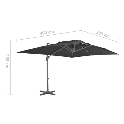 Aurinkovarjo cantilever alumiinitolpalla 4x3 m musta
