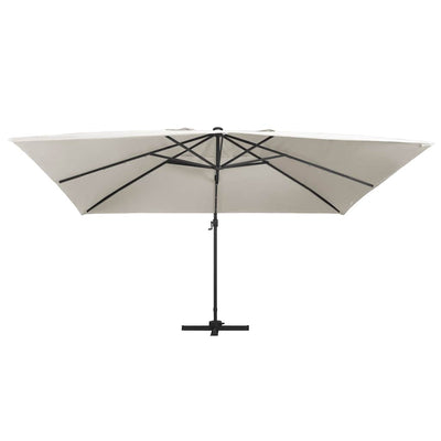 Aurinkovarjo cantilever LED/alumiinitolppa 400x300 cm hiekka