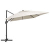 Aurinkovarjo cantilever LED/alumiinitolppa 400x300 cm hiekka
