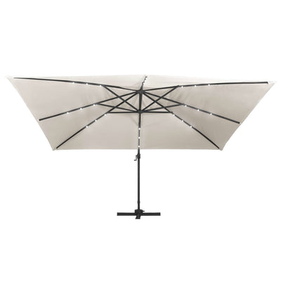 Aurinkovarjo cantilever LED/alumiinitolppa 400x300 cm hiekka