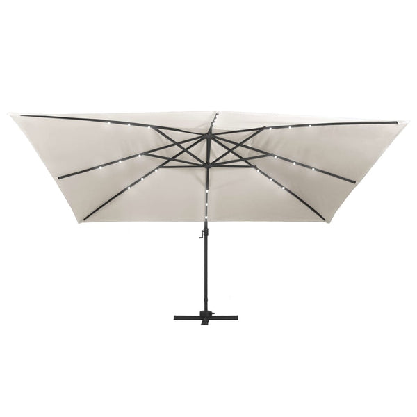 Hiekka aurinkovarjo cantilever led/alumiinitolppa Zarin 400x300cm