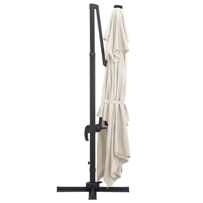 Aurinkovarjo cantilever LED/alumiinitolppa 400x300 cm hiekka