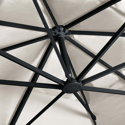 Aurinkovarjo cantilever LED/alumiinitolppa 400x300 cm hiekka