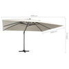 Aurinkovarjo cantilever LED/alumiinitolppa 400x300 cm hiekka