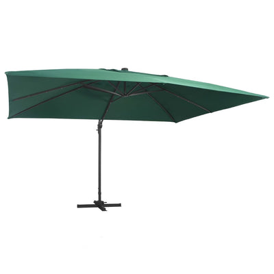 Aurinkovarjo cantilever LED/alumiinitolppa 400x300 cm vihreä