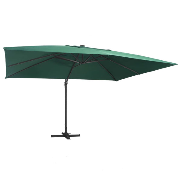 Vihreä aurinkovarjo cantilever led/alumiinitolppa Zarin 400x300cm
