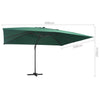 Vihreä aurinkovarjo cantilever led/alumiinitolppa Zarin 400x300cm