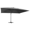 Aurinkovarjo cantilever LED/alumiinitolppa 400x300 cm antras.