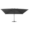 Aurinkovarjo cantilever LED/alumiinitolppa 400x300 cm antras.
