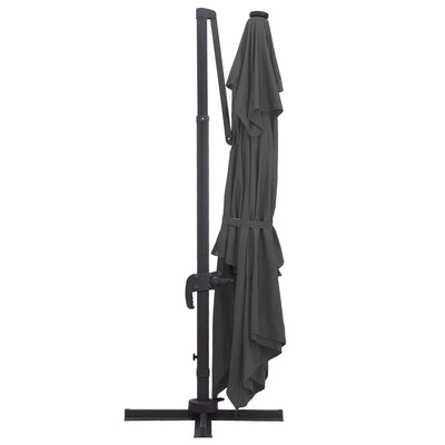 Aurinkovarjo cantilever LED/alumiinitolppa 400x300 cm antras.