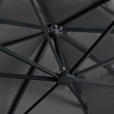 Aurinkovarjo cantilever LED/alumiinitolppa 400x300 cm antras.