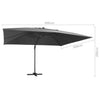 Aurinkovarjo cantilever LED/alumiinitolppa 400x300 cm antras.