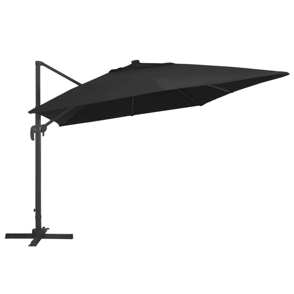 Musta aurinkovarjo led-valoilla alumiinipylväällä Zarin 400x300cm