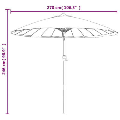 Aurinkovarjo alumiinitanko 270 cm vihreä