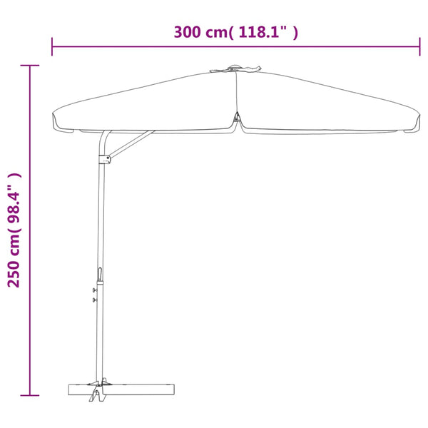 Aurinkovarjo terästolpalla 300 cm hiekanvalkoinen