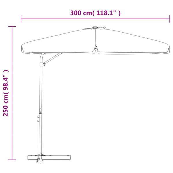 Aurinkovarjo terästolpalla 300 cm musta