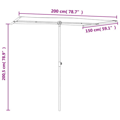 Aurinkovarjo alumiinitanko 2x1,5 m terrakotta