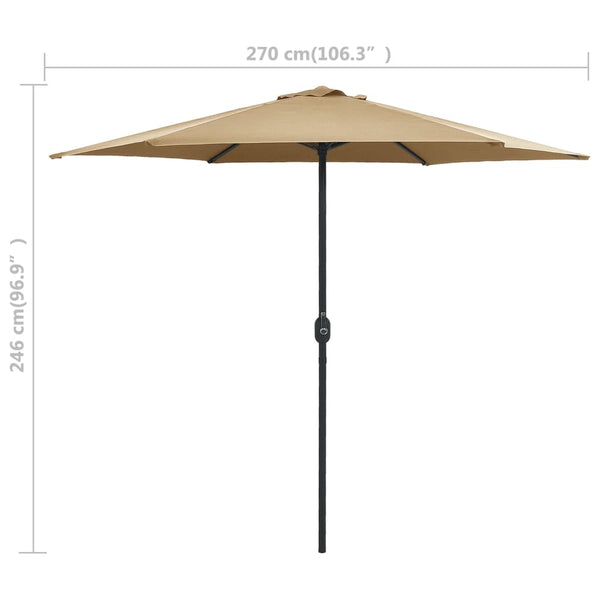 Aurinkovarjo alumiinitolpalla 270x246 cm taupe