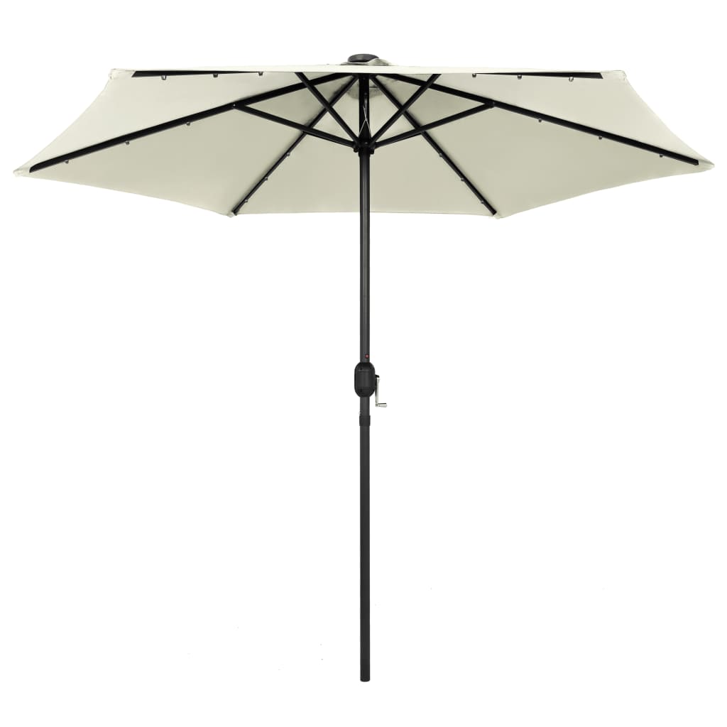 Aurinkovarjo LED-valot alumiinitolpalla 270 cm hiekanvalkoinen