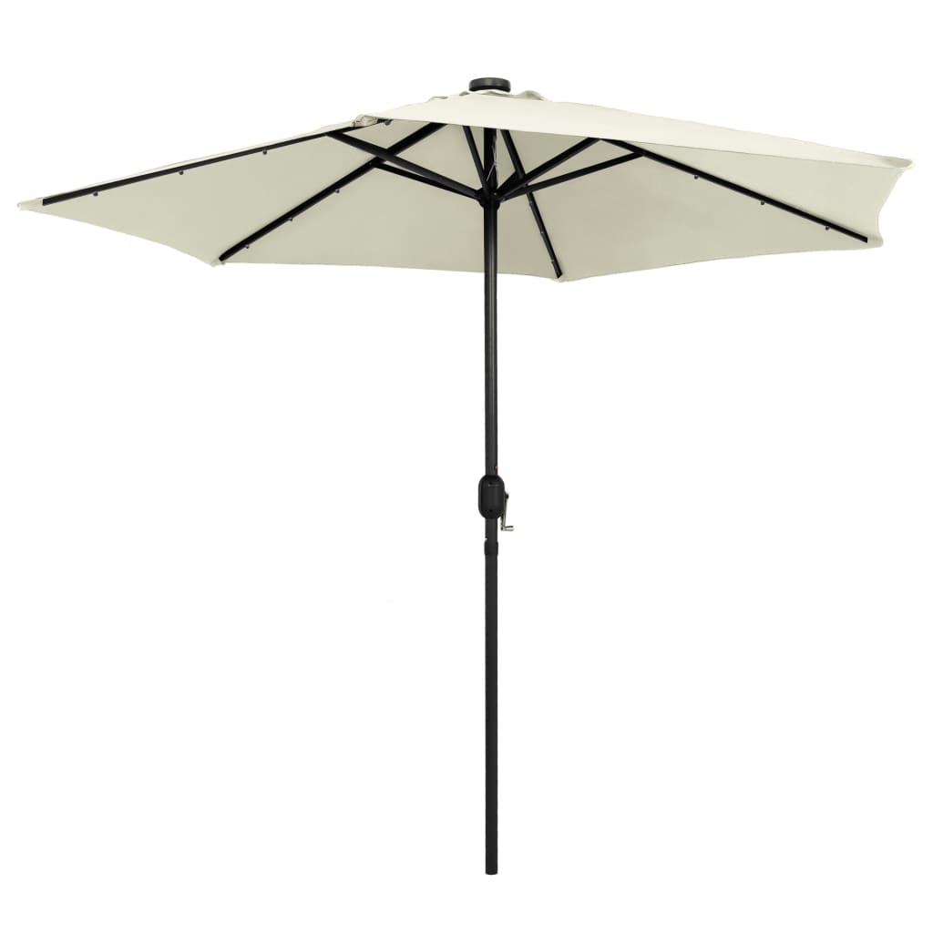 Aurinkovarjo LED-valot alumiinitolpalla 270 cm hiekanvalkoinen