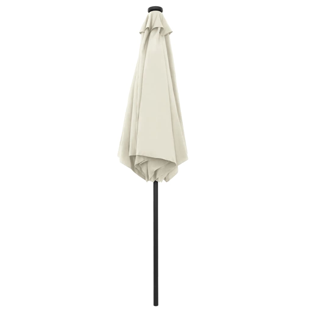Aurinkovarjo LED-valot alumiinitolpalla 270 cm hiekanvalkoinen