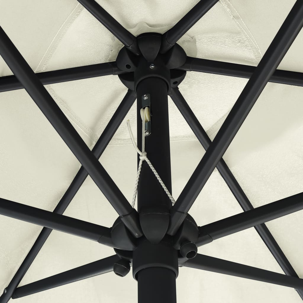 Aurinkovarjo LED-valot alumiinitolpalla 270 cm hiekanvalkoinen