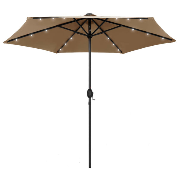 Aurinkovarjo LED-valot alumiinitolpalla 270 cm taupe