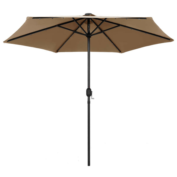 Aurinkovarjo LED-valot alumiinitolpalla 270 cm taupe