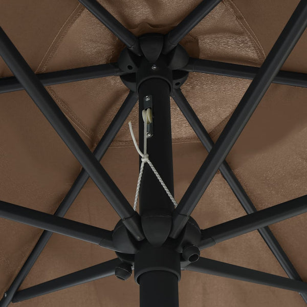 Aurinkovarjo LED-valot alumiinitolpalla 270 cm taupe
