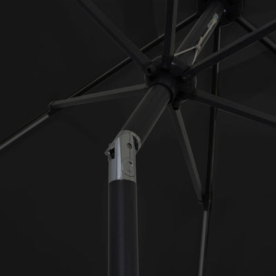 Ulkoaurinkovarjo LED-valot alumiinitanko 300 cm musta