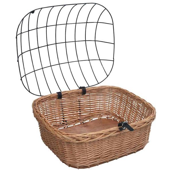 Pyörän etukori kannella 50x45x35 cm luonnollinen paju