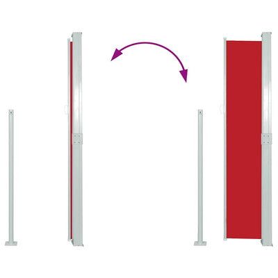 Punainen sisäänvedettävä terassin sivumarkiisi Olaru 170x300cm