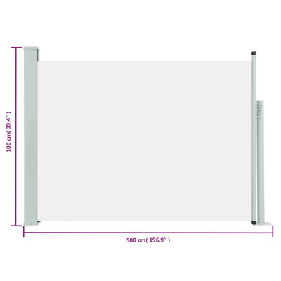 Sisäänvedettävä terassin sivumarkiisi 100x500 cm kerma