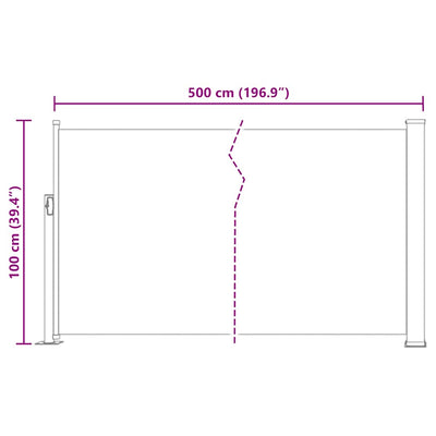 Kerma sisäänvedettävä terassin sivumarkiisi Snr 100x500cm