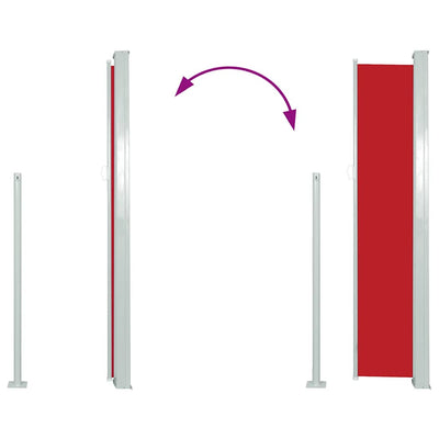 Punainen sisäänvedettävä terassin sivumarkiisi Snr 100x500cm