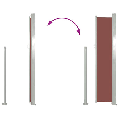 Ruskea sisäänvedettävä terassin sivumarkiisi Snr 100x500cm