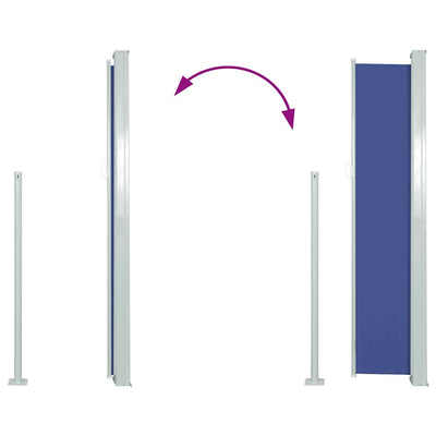 Sisäänvedettävä terassin sivumarkiisi 120x500 cm sininen