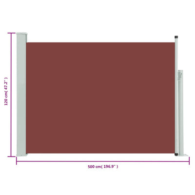 Sisäänvedettävä terassin sivumarkiisi 120x500 cm ruskea