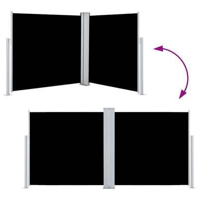 Musta sisäänvedettävä sivumarkiisi Xenofonte 100x600cm
