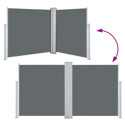 Antrasiitti sisäänvedettävä sivumarkiisi Xenofonte 100x600cm